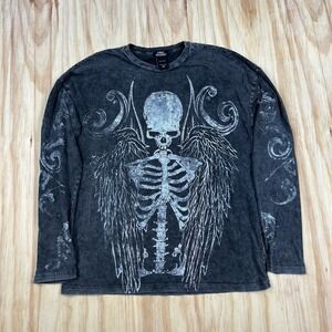 Social Collision Long Sleeve Skeleton Wings Sleeve Hit Small Black Hardy Afflict